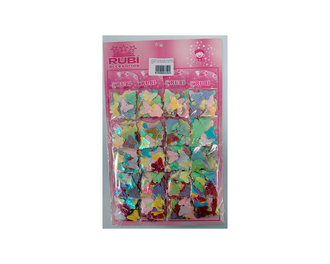 ACCESORIOS RUBI 23 LENTEJ. MARIPOSA MEDIANA x20 U COL SU