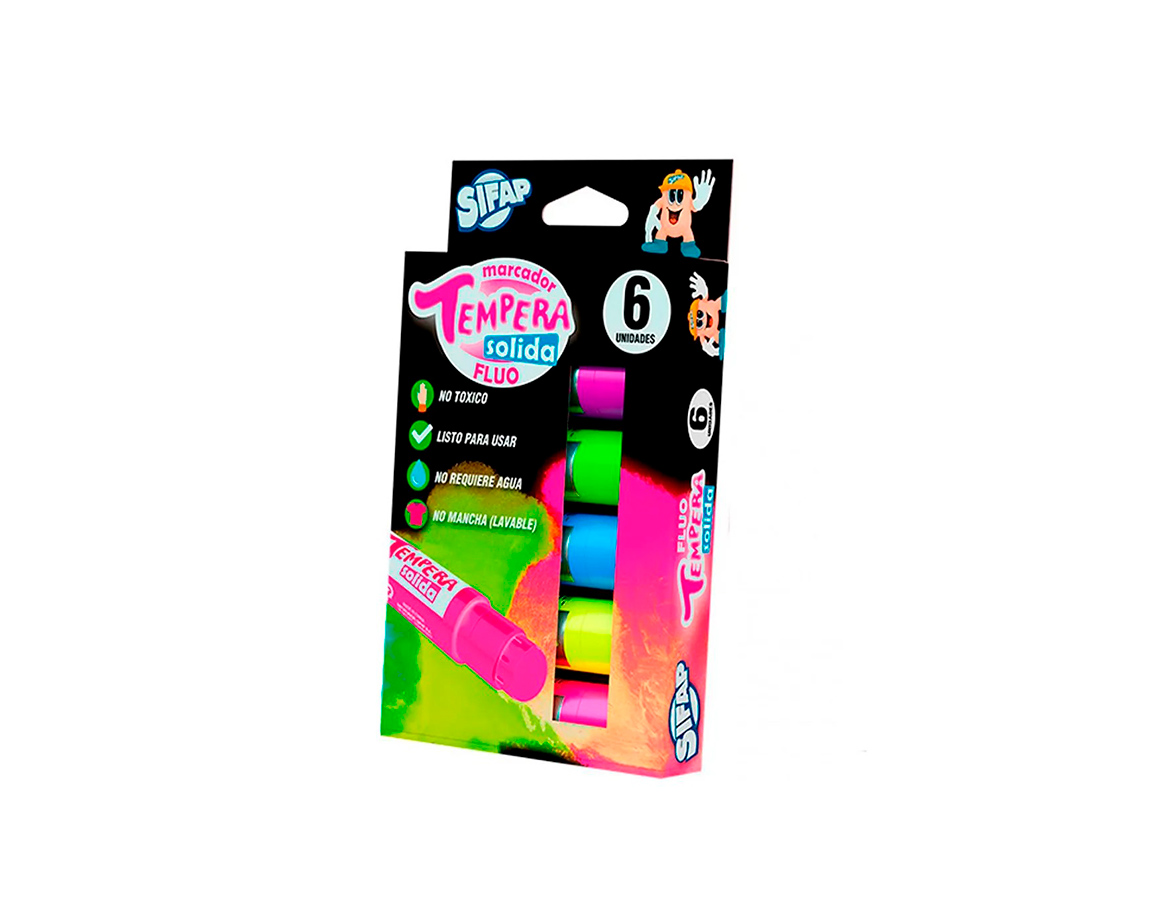 TEMPERA SIFAP SOLIDA x 6 UNID. FLUO