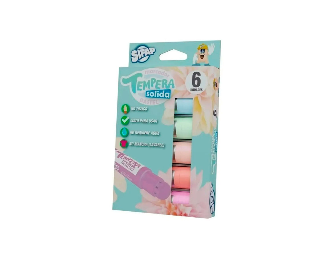 TEMPERA SIFAP SOLIDA x 6 UNID. PASTEL