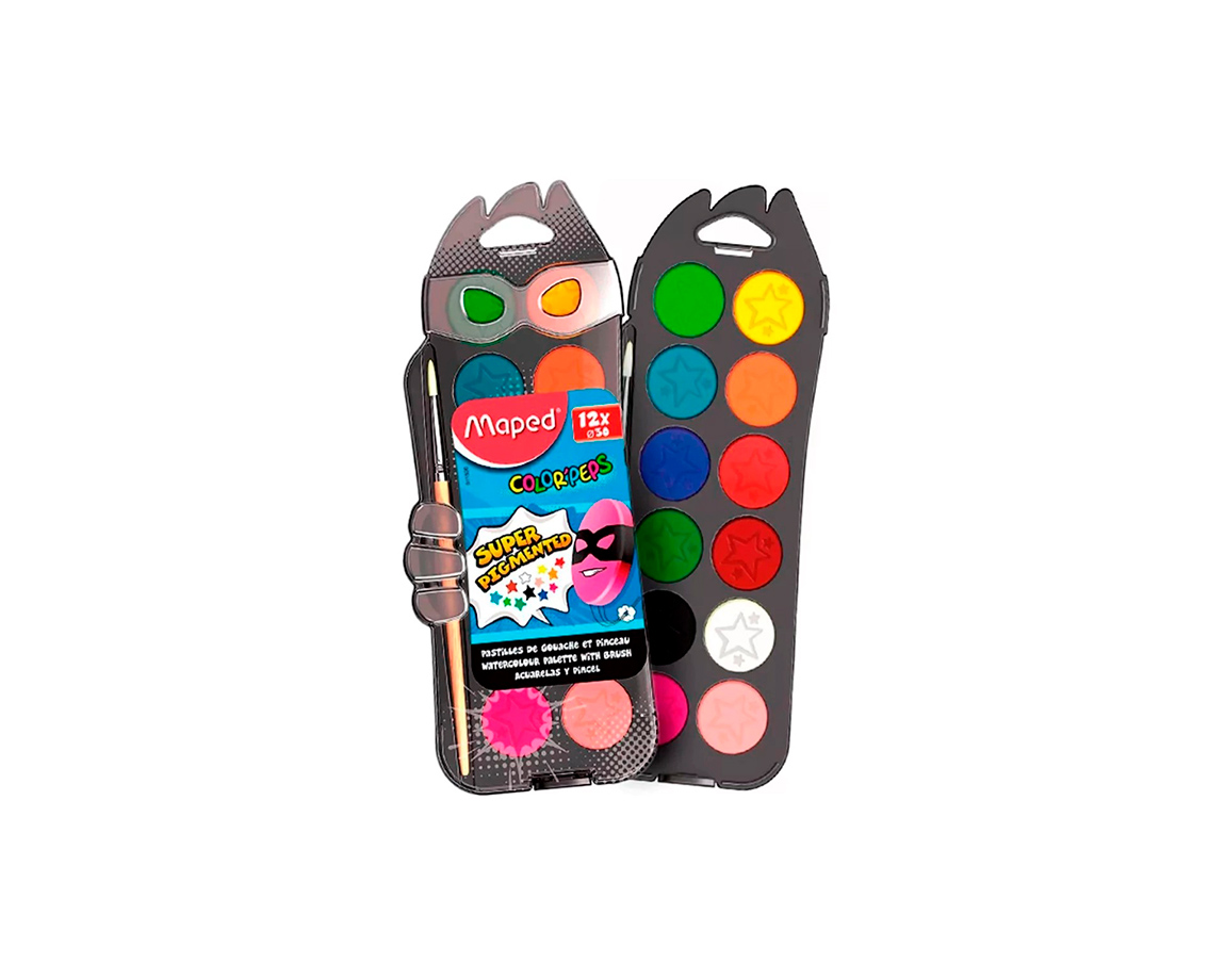 ACUARELA MAPED x12 COL SUPER HEROES 811520