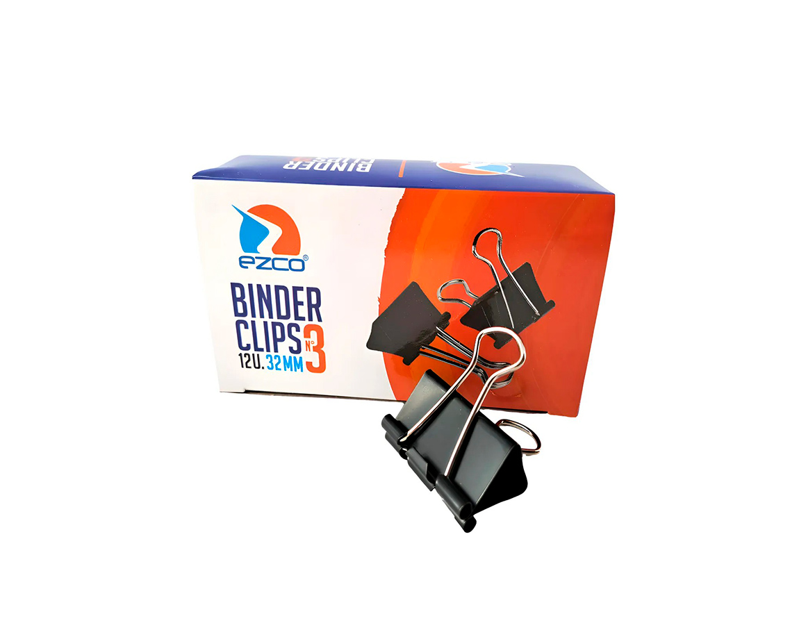 APRIETAPAPEL EZCO NEGRO Nro 3 x32MM x12 UNID.