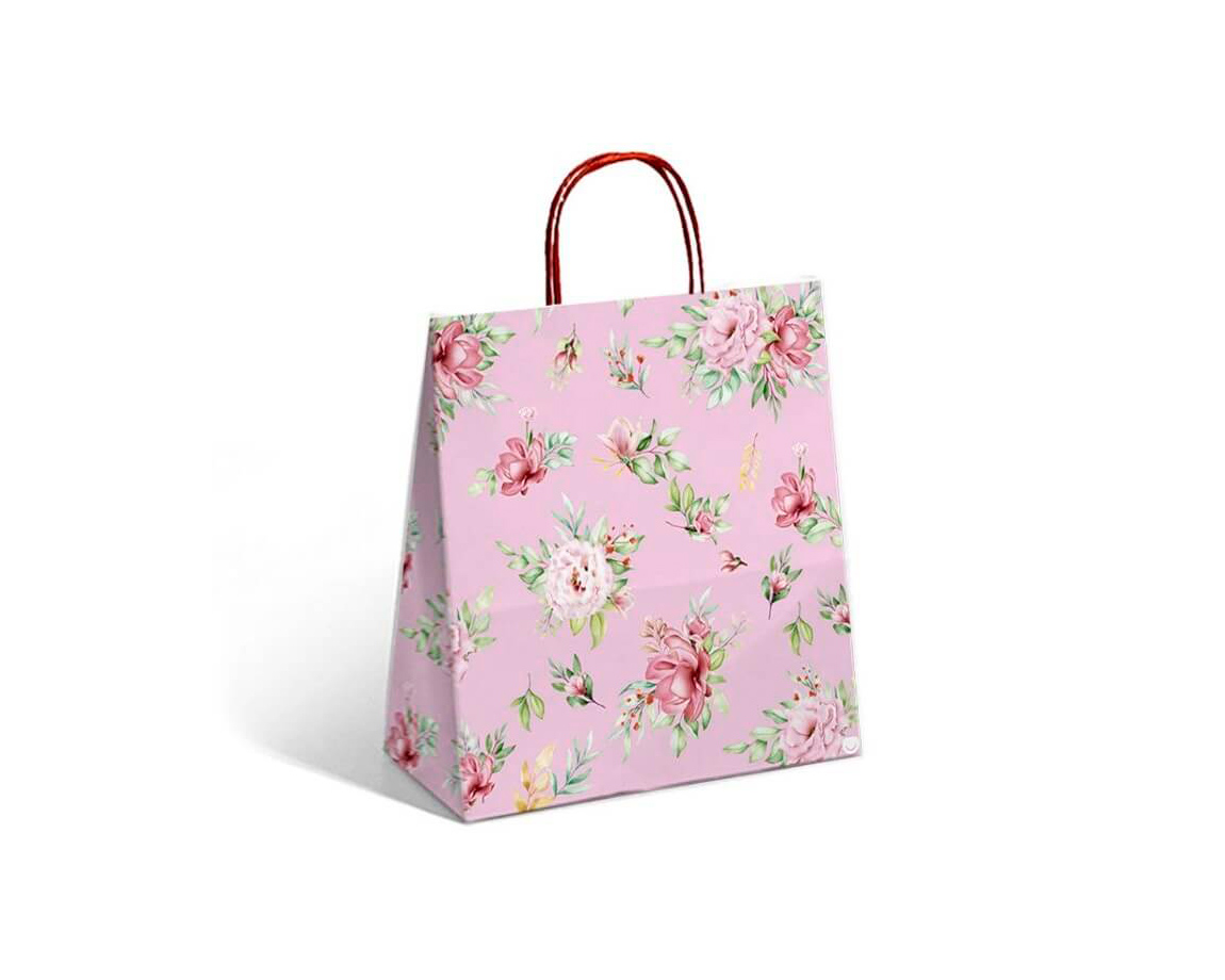 BOLSA REGALO ROMI PINK FLOWERS 22X24