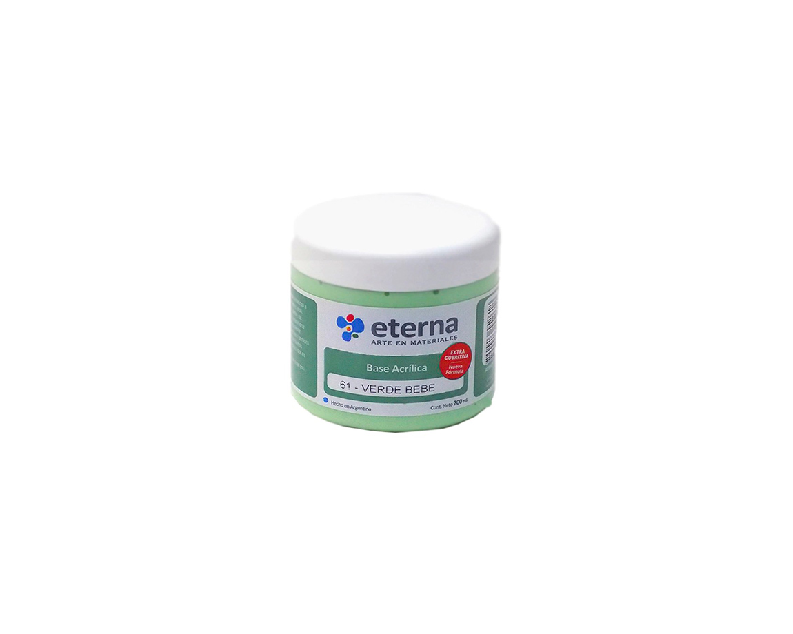 BASE ACRILICA ETERNA 61 VERDE BEBE 200 ML