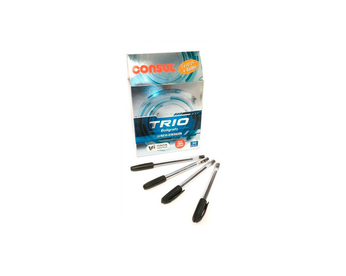 BOLIGRAFO CONSUL TRIO 1MM NEGRO x 50 U.