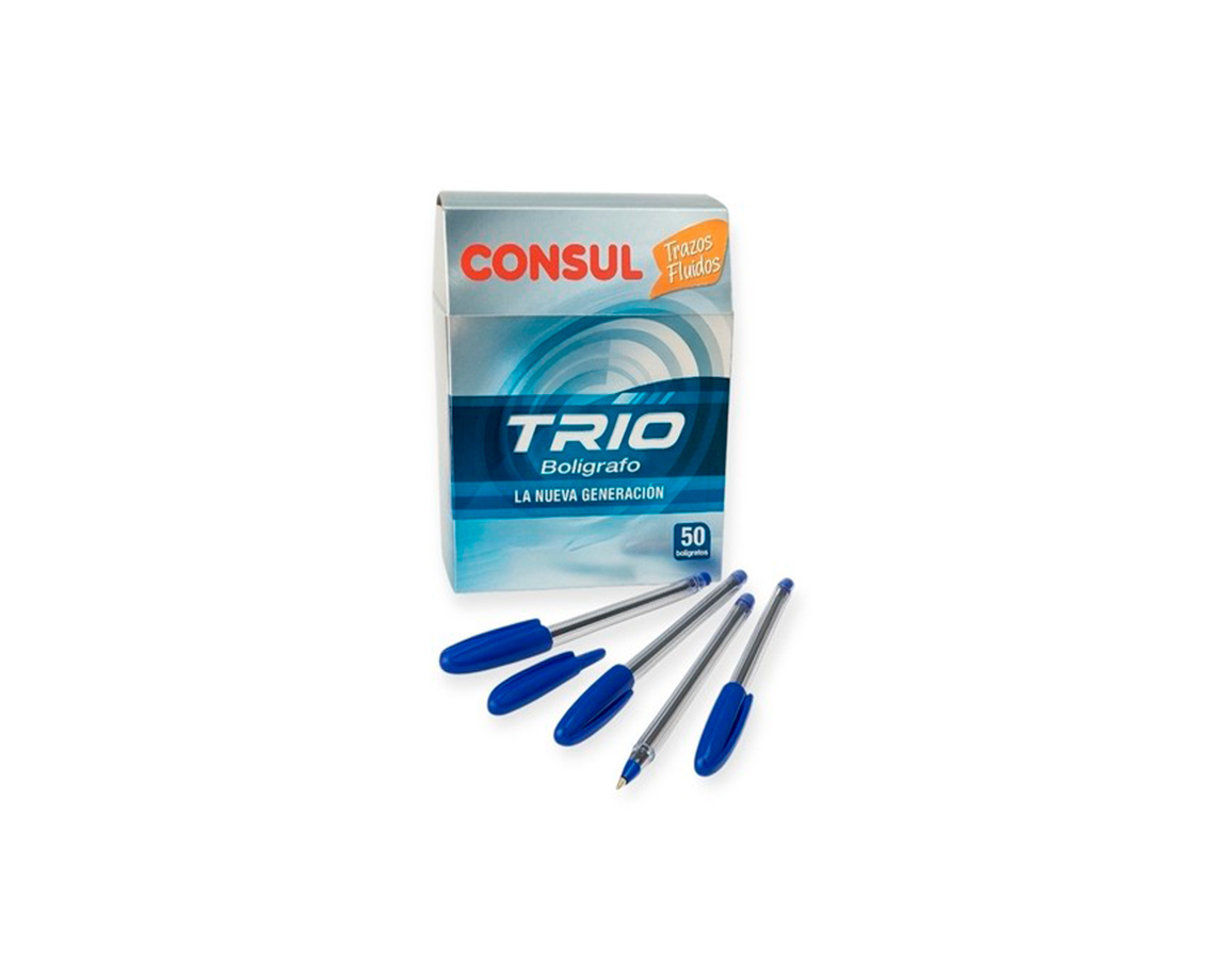 BOLIGRAFO CONSUL TRIO 1MM AZUL x 50 U.