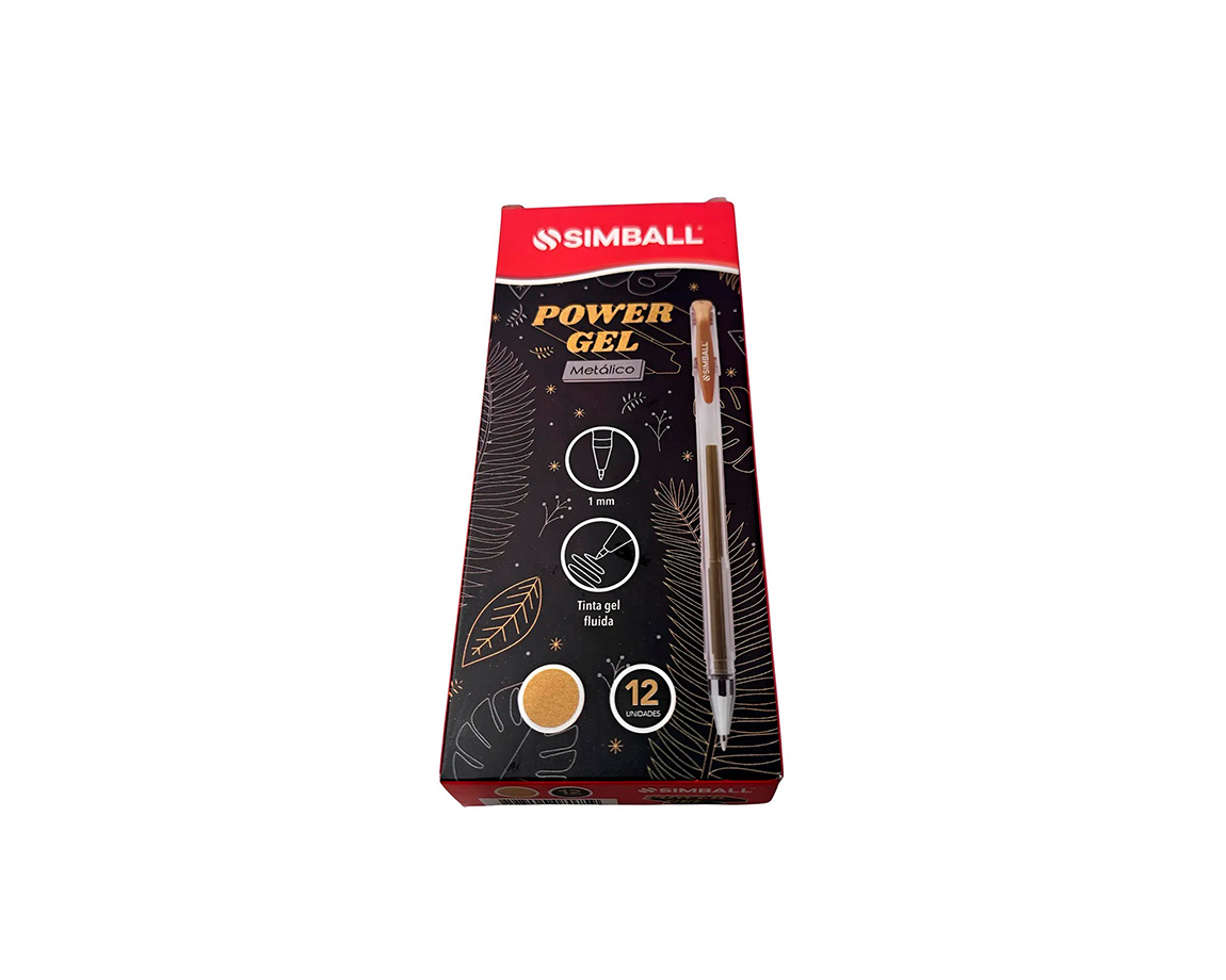 BOLIGRAFO SIMBALL POWER GEL METALLIC x 12 U ORO