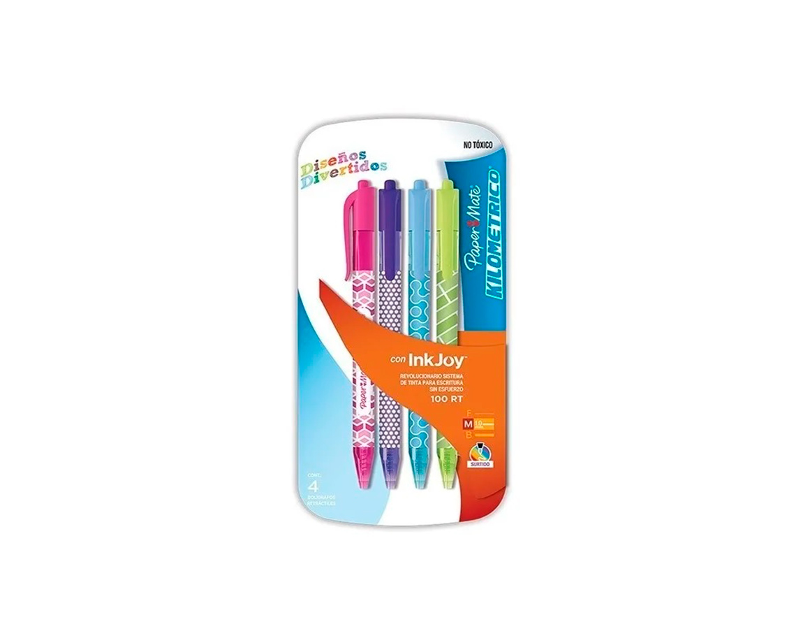 BOLIGRAFO PM KILOME. INKJOY 100 RET DISEÑO x4 surt
