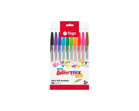 BOLIGRAFO FILGO STICK 026 1.0mm x 10 U. COLOR SURT.