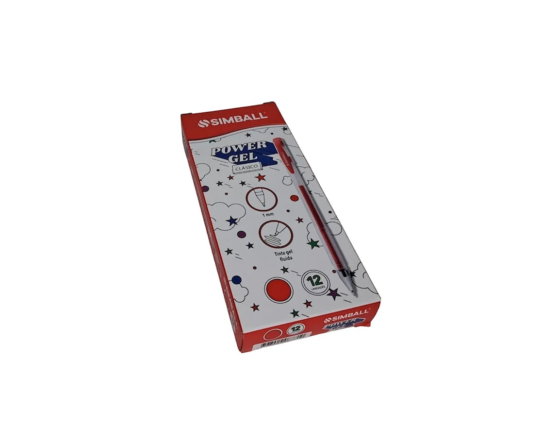 BOLIGRAFO SIMBALL POWER GEL x 12 U. ROJO