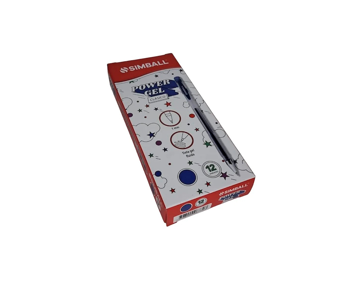 BOLIGRAFO SIMBALL POWER GEL x 12 U. AZUL