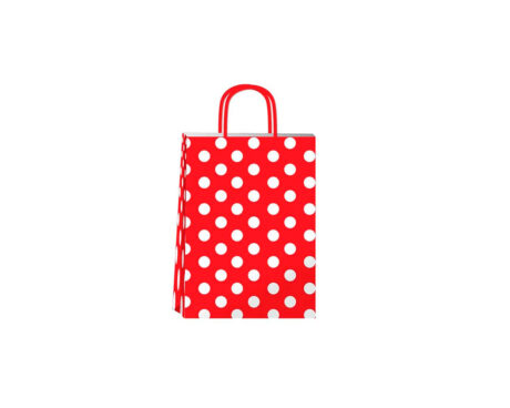 BOLSA REGALO ROMI LUNARES BLANCOS BASE ROJA 14x20 xU