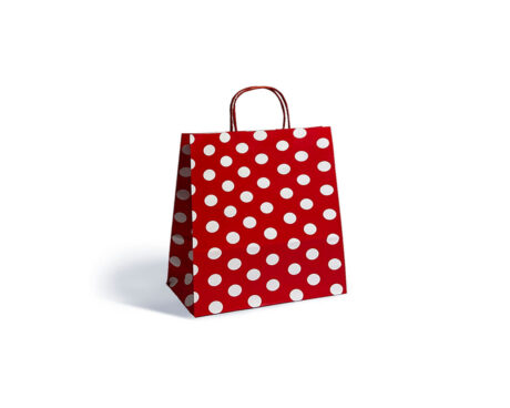 BOLSA REGALO ROMI LUNARES BLANCOS BASE ROJA 30x41 xUND.