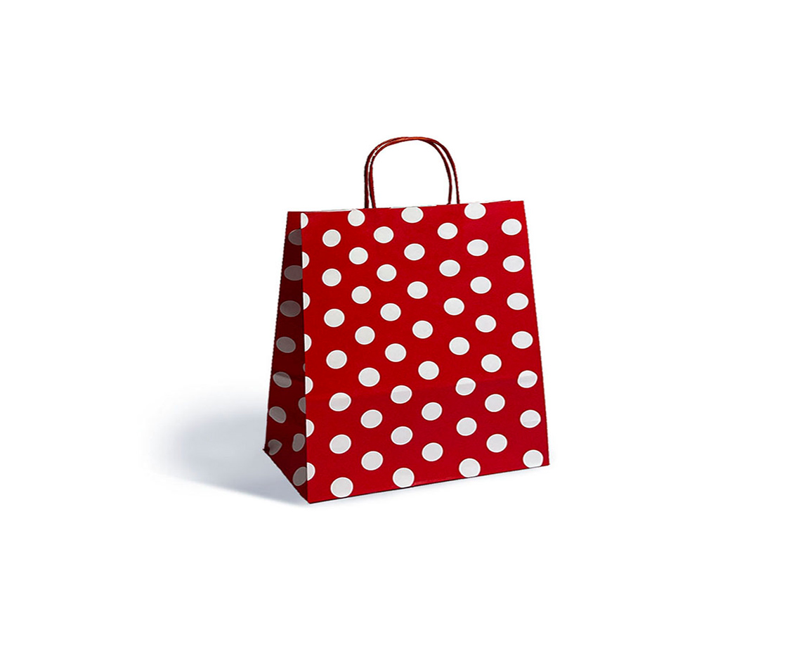 BOLSA REGALO ROMI LUNARES BLANCOS BASE ROJA 30x41 xUND.
