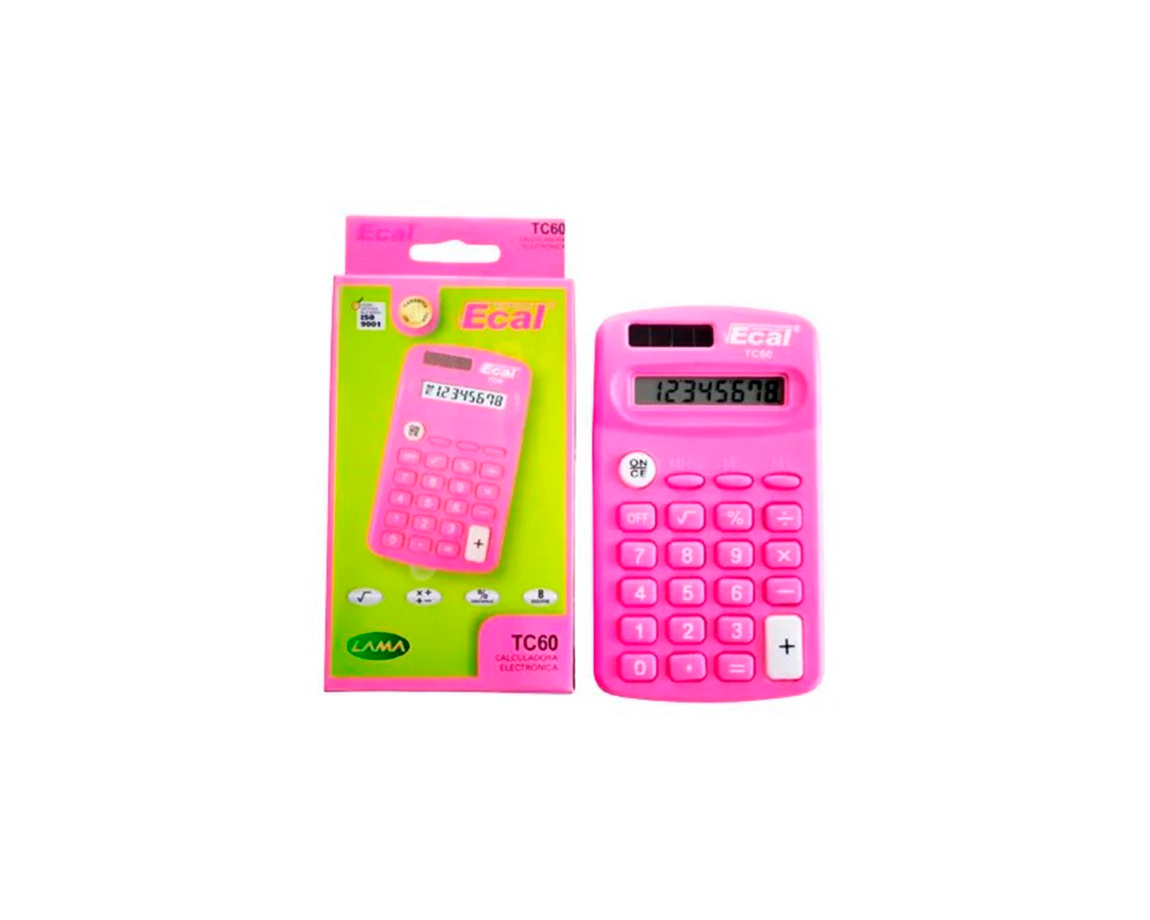 CALCULADORAS ECAL TC60 8 DIG BOLSILLO ROSA