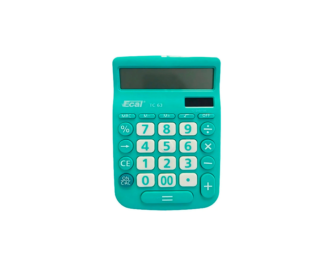 CALCULADORAS ECAL TC63 12DIG MED. COLOR