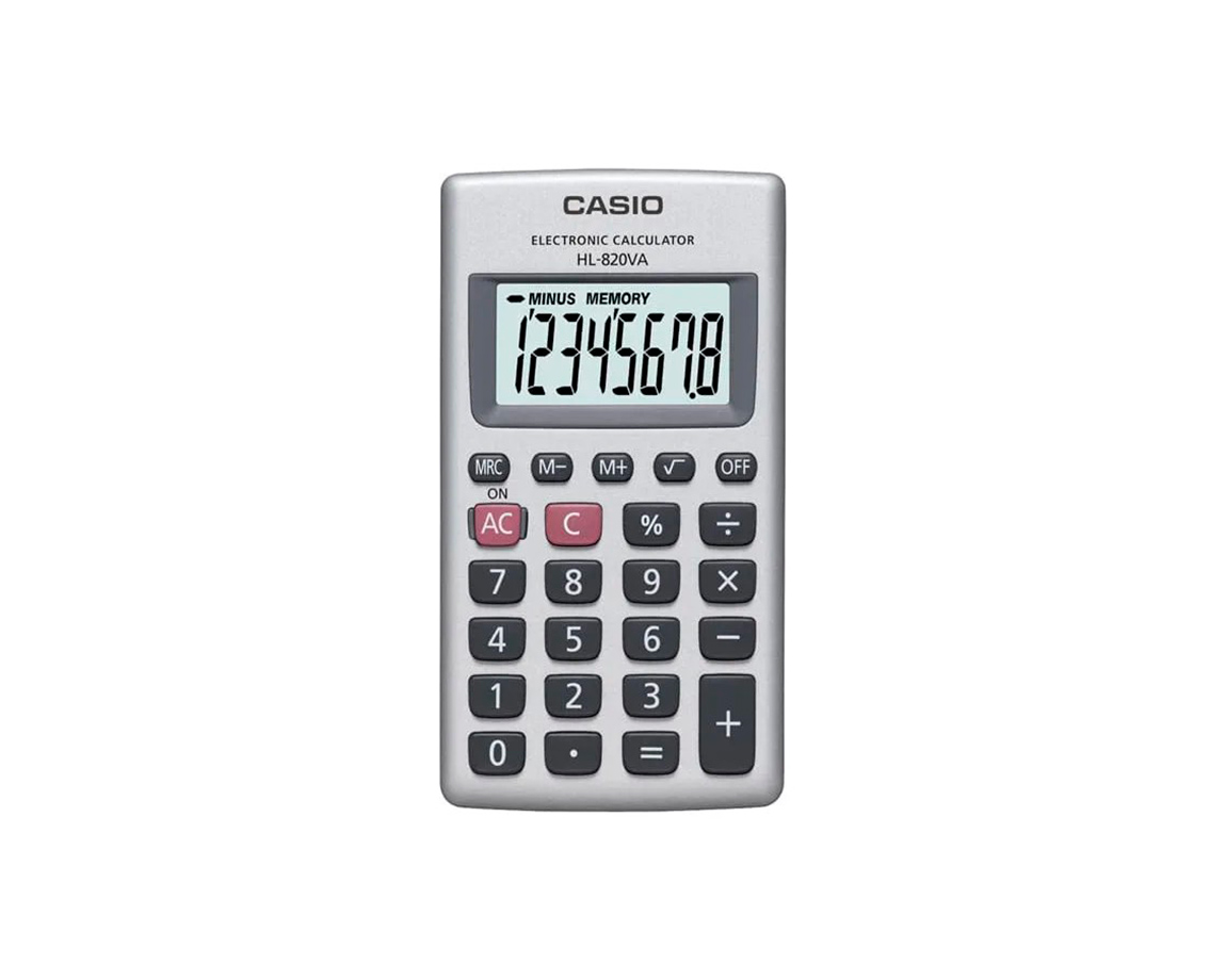 CALCULADORAS CASIO HL-820VA BOLSILLO 8 DIG. FRENTE METAL