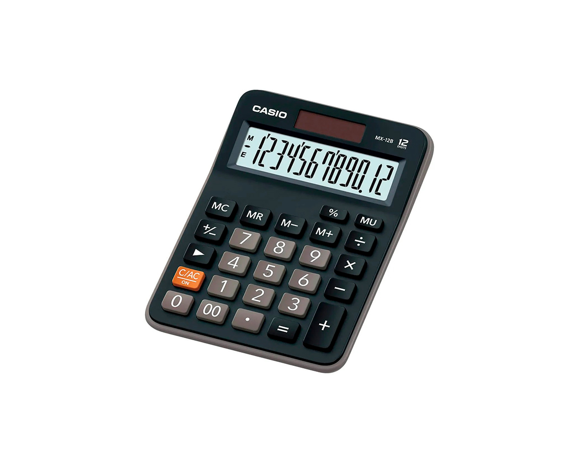 CALCULADORAS CASIO MX12B 12 DIG ESCR. NEGRO