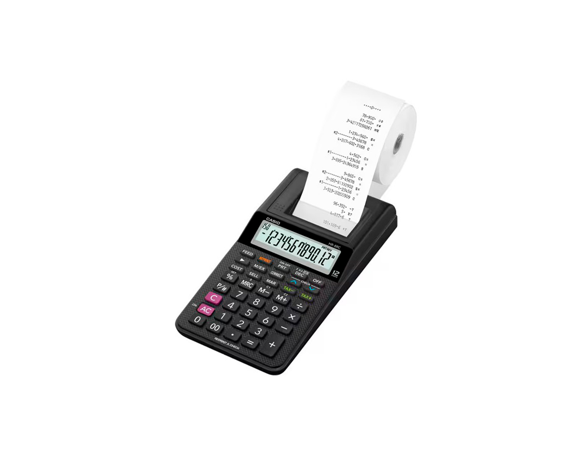 CALCULADORAS CASIO HR-8RC MINI IMPRESORA NEGRA