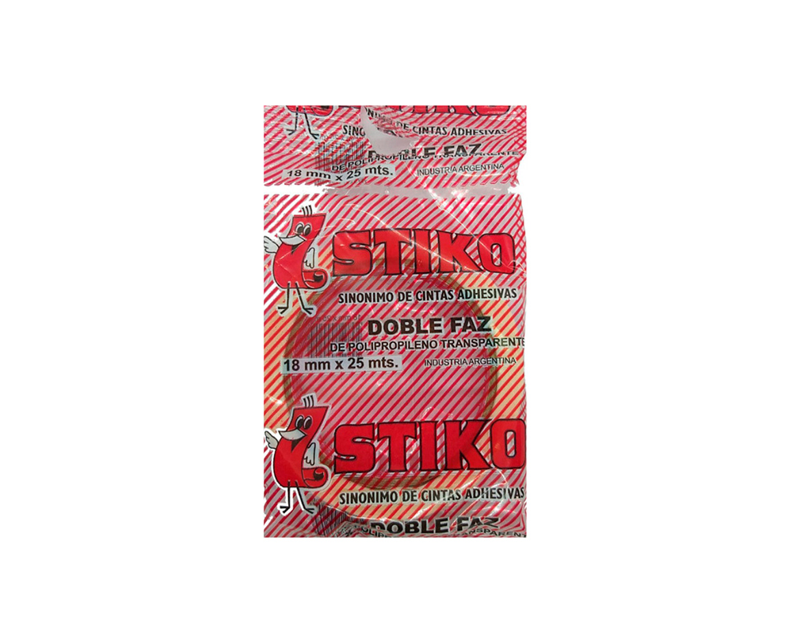 CINTA ADHESIVA STIKO DOBLE FAZ 18-25 MTS