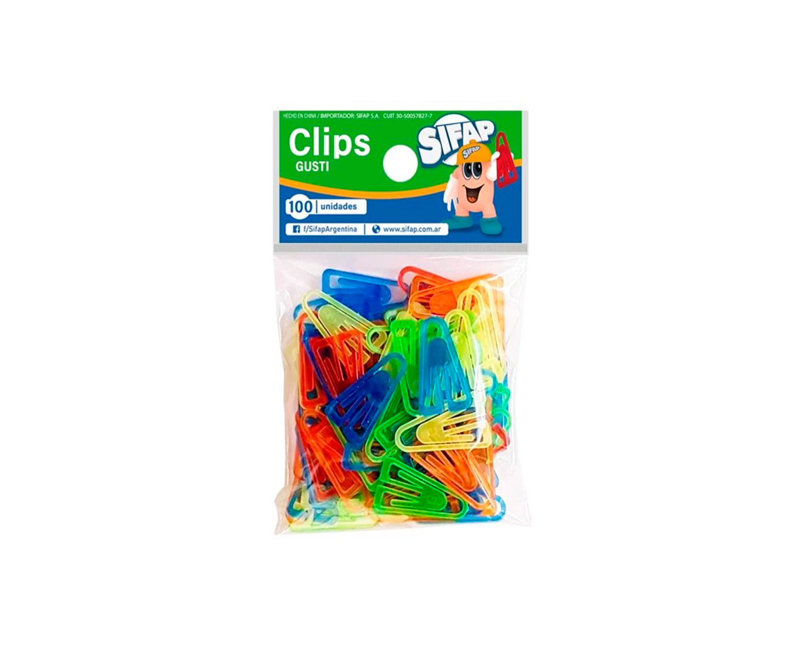 CLIPS SIFAP PLAST GUSTI BOLSA x 100 UNID.