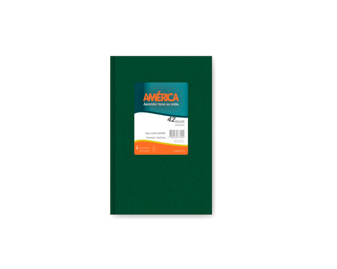 CUADERNO AMERICA ARAÑA 42 H = VERDE T/DURA
