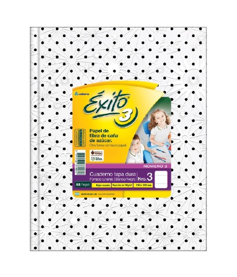 CUADERNO EXITO 19x24 E3 LUNARES T/D. 48 H = NEG FDO B
