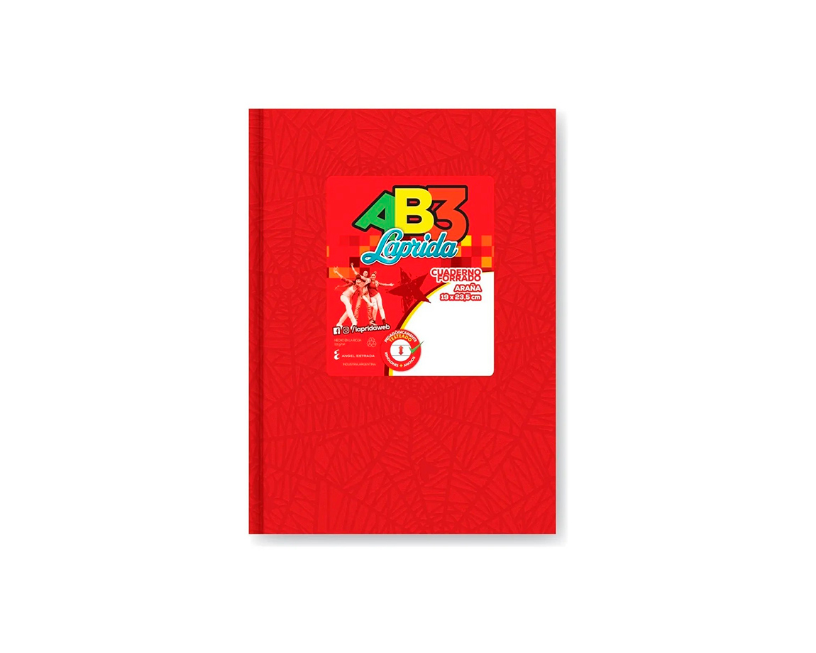 CUADERNO LAPRIDA AB3 19x23.5 ARAÑA  50 H.= ROJO