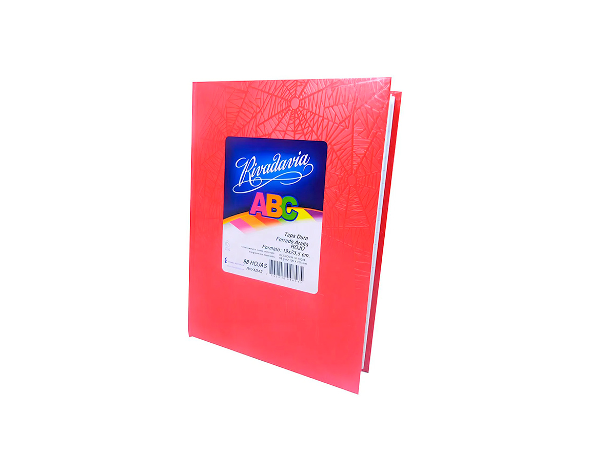 CUADERNO RIVADAVIA ABC 19x23.5 ARAÑA 98 H = ROJO