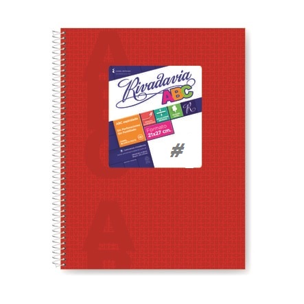 CUADERNO RIVADAVIA ABC 21x27 60 H # ESP T/D ROJO