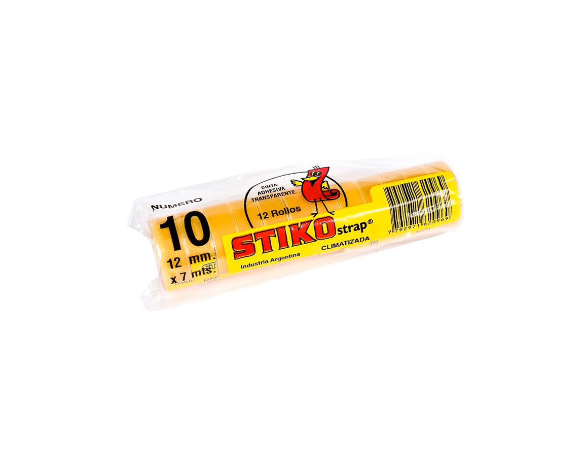 CINTA ADHESIVA STIKO STRAP Nro 10 12x7 MTS TUBO.. TRANS