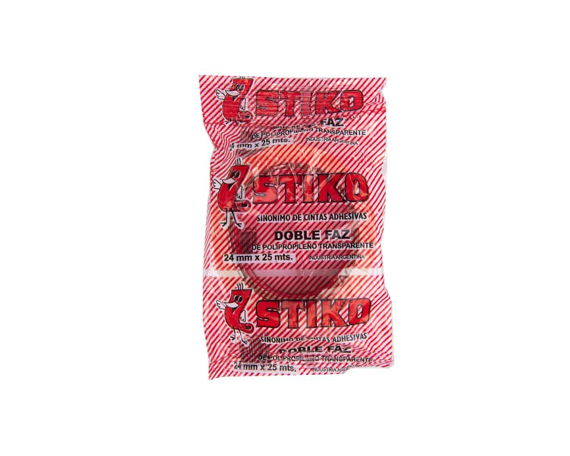 CINTA ADHESIVA STIKO DOBLE FAZ 24-25 MTS