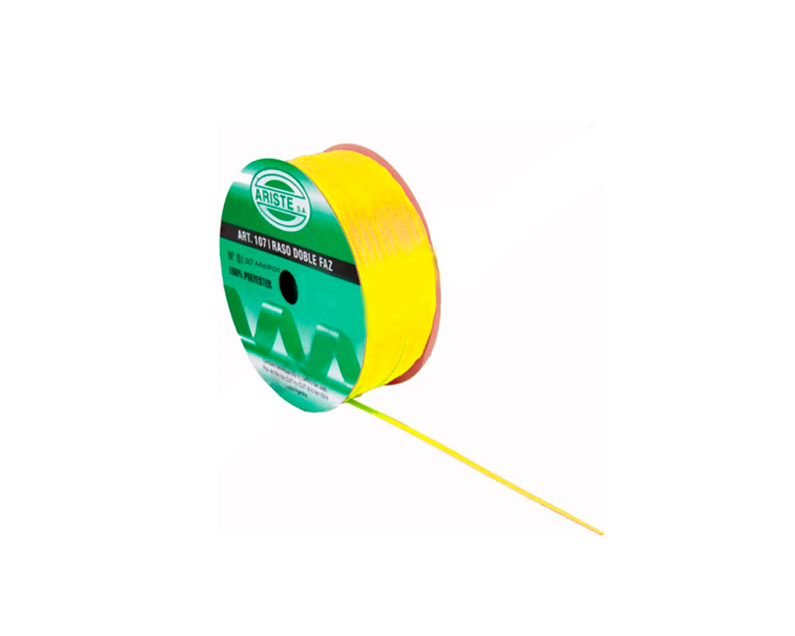 CINTA RASO ARISTE Nro 0  3mm x50 MTS AMARILLO DOBLE FAZ