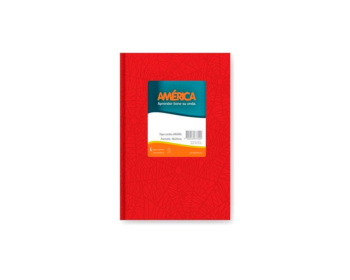 CUADERNO AMERICA ARAÑA 42 H.# ROJO T/DURA