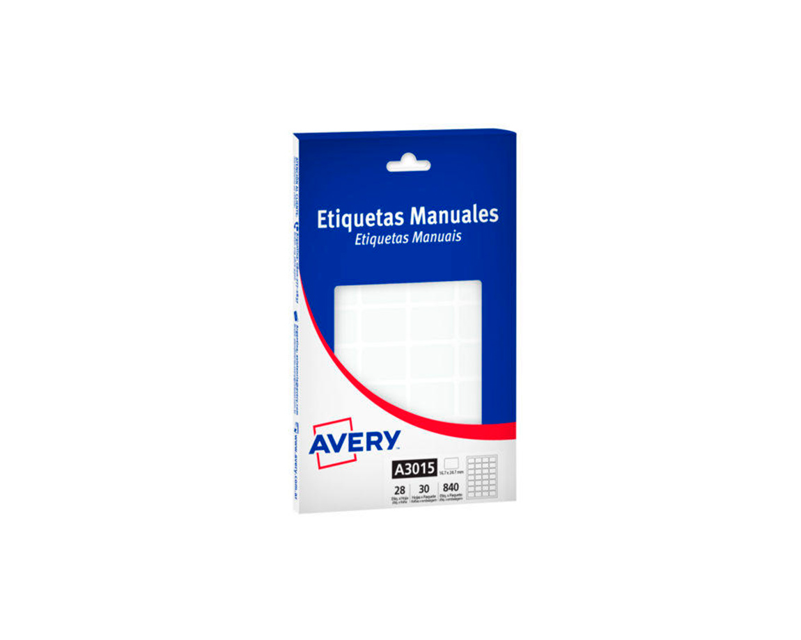 ETIQUETAS AVERY COMERCIAL A3015 16x24 MM