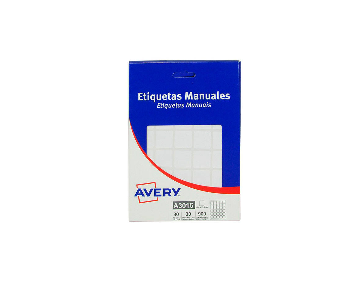 ETIQUETAS AVERY COMERCIAL A3016 19x19 MM
