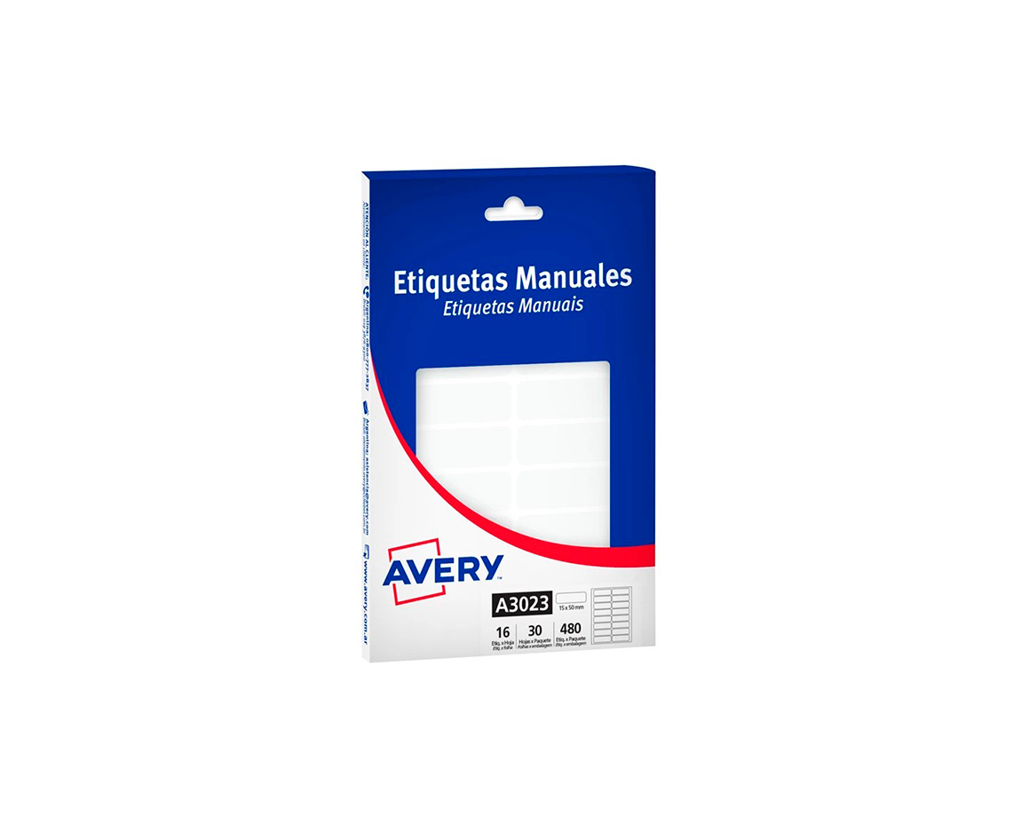 ETIQUETAS AVERY COMERCIAL A3023 15x50 MM