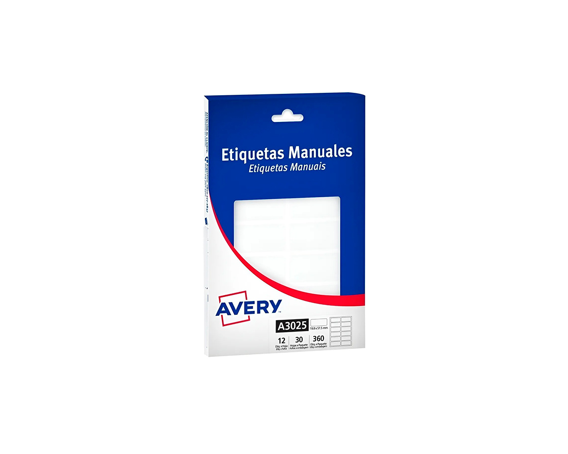 ETIQUETAS AVERY COMERCIAL A3025 19x51 MM