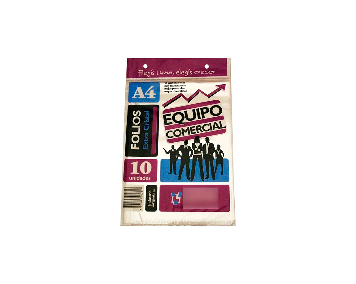 FOLIOS LUMA PPP A4 x10 U. EQUIPO COMERC.