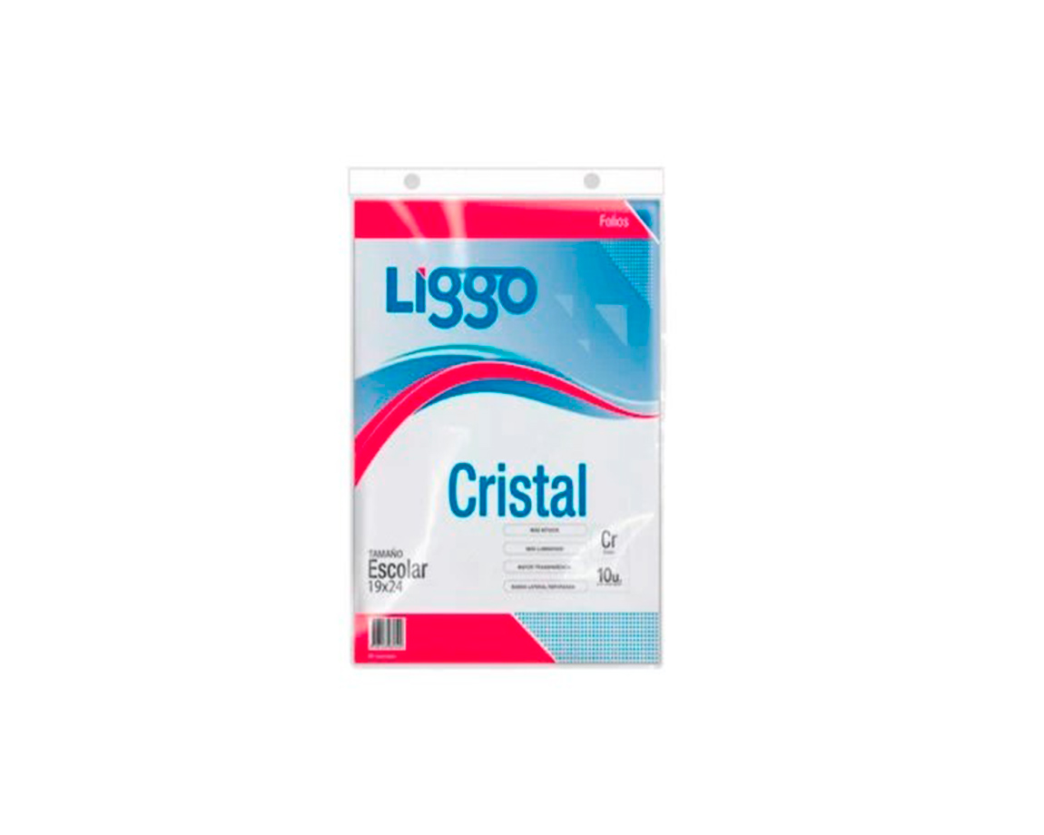FOLIOS LIGGO CRISTAL 40 MIC ESCOLAR x10 UNID.
