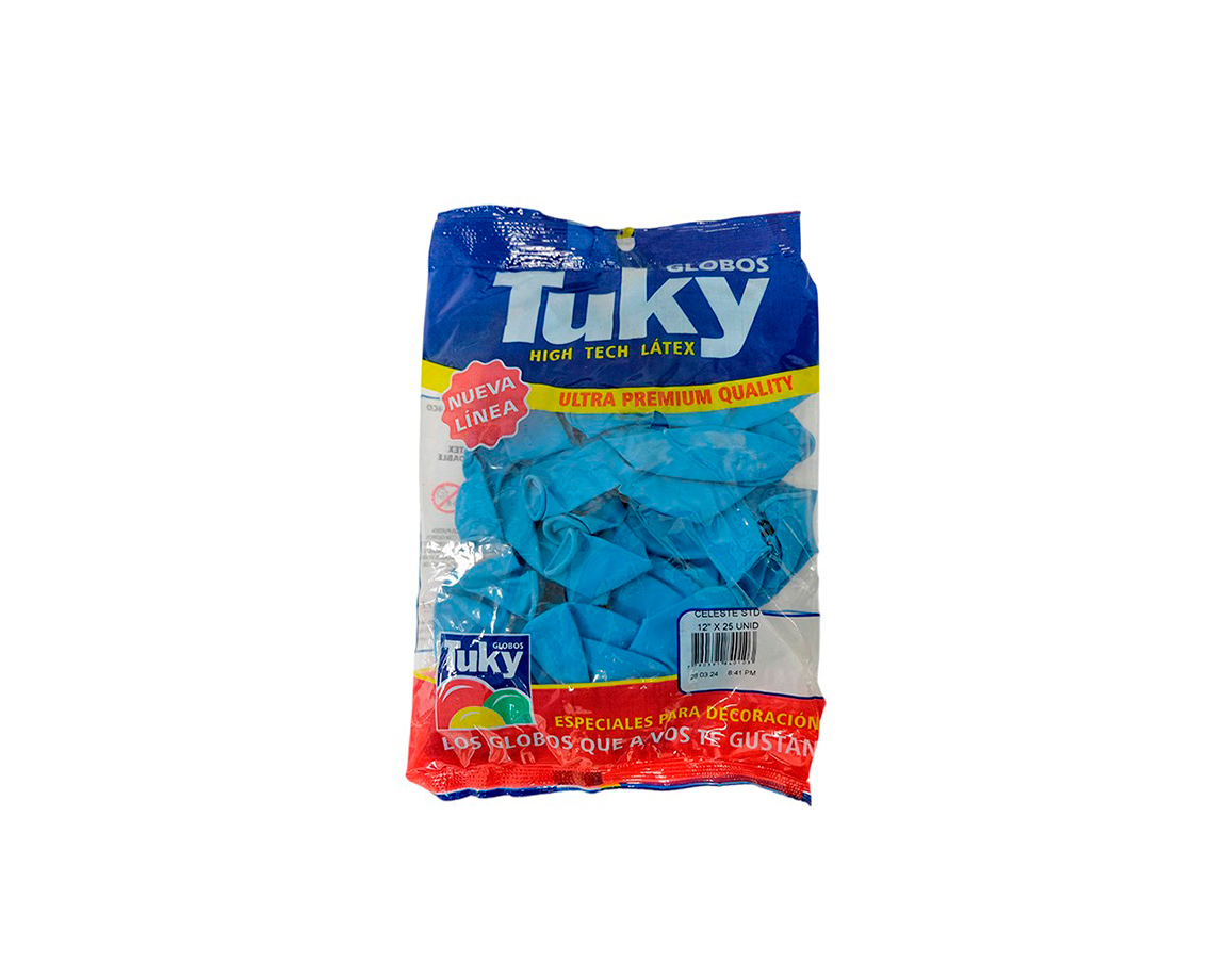 GLOBOS LATEX TUKY 10" CHROME AZUL PRUSIA  x 12 U.
