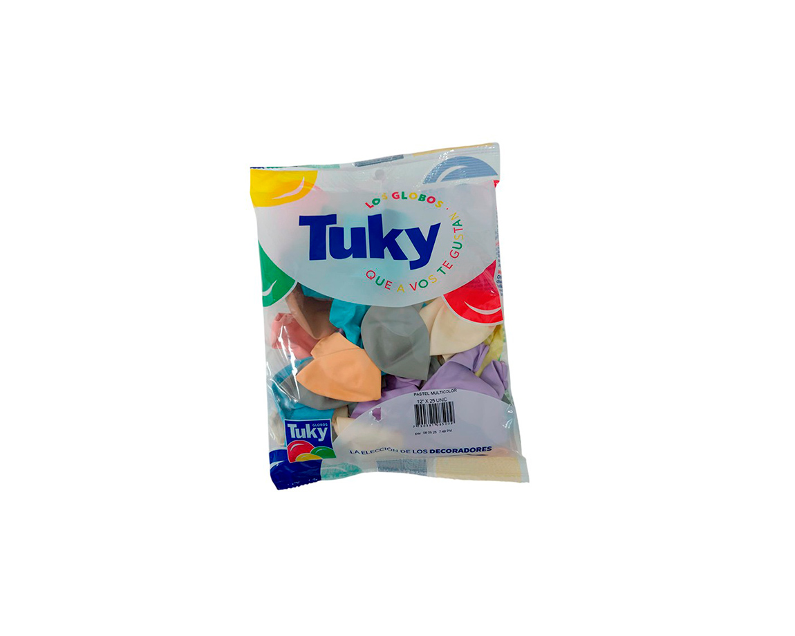 GLOBOS LATEX TUKY 12" PASTEL x 25 U.
