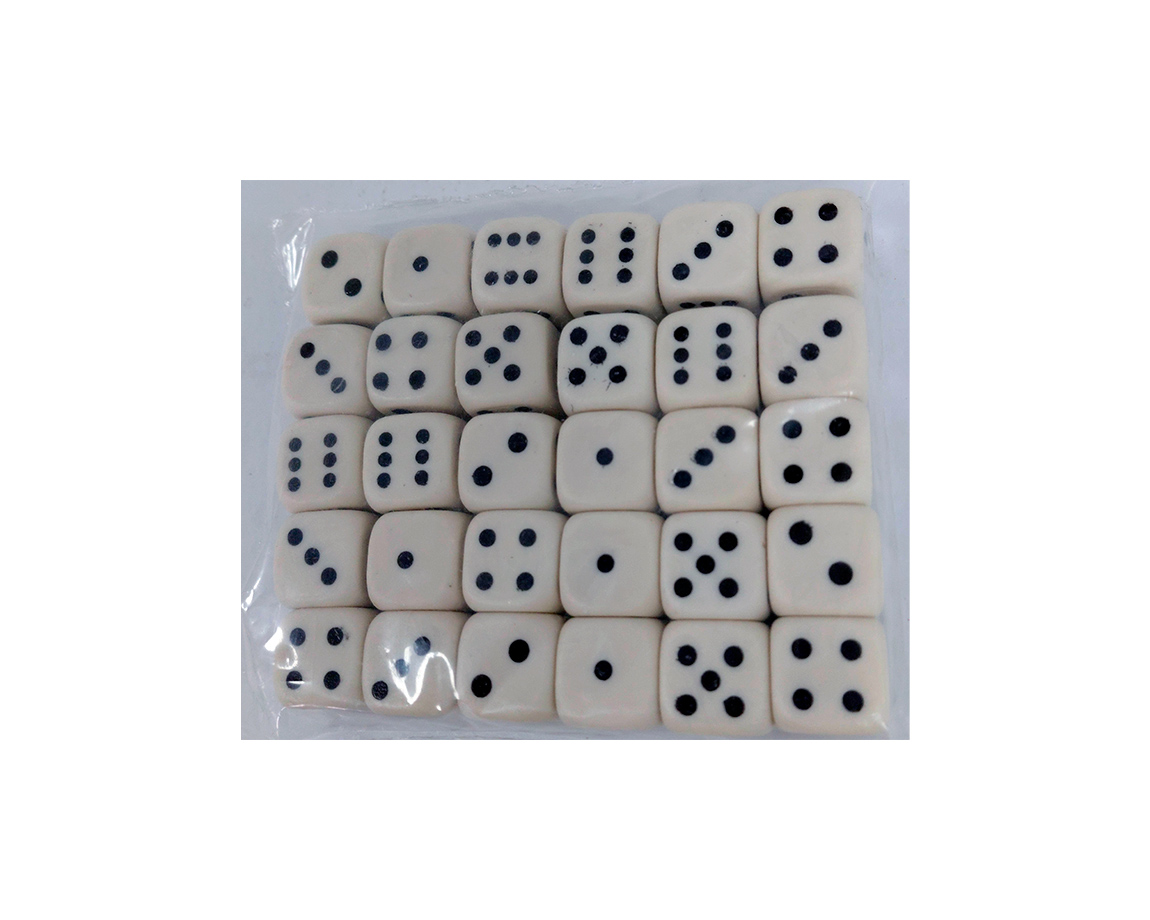 JUGUETE PLASTIGAL 120 DADOS x 30 U. PLAST. BLANCO