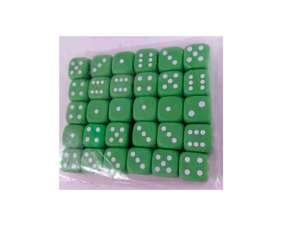 JUGUETE PLASTIGAL 122 DADOS x 30 U. PLAST. VERDE