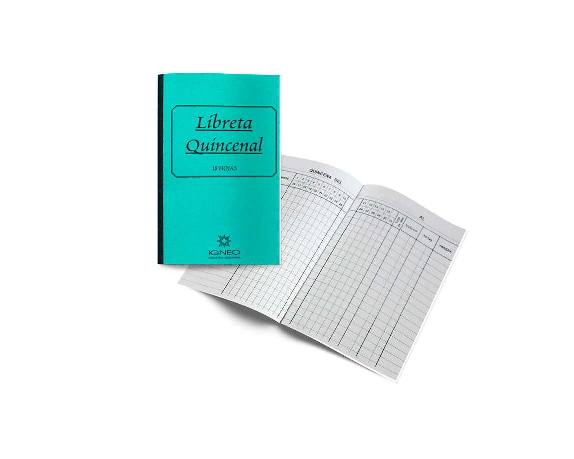 LIBRETA IGNEO QUINCENAL 18 HOJAS