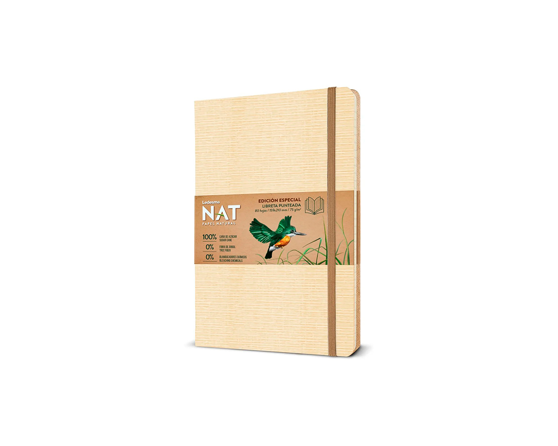 LIBRETA NAT 16x21 x 80 H. T/D PUNTEADA ELAST.
