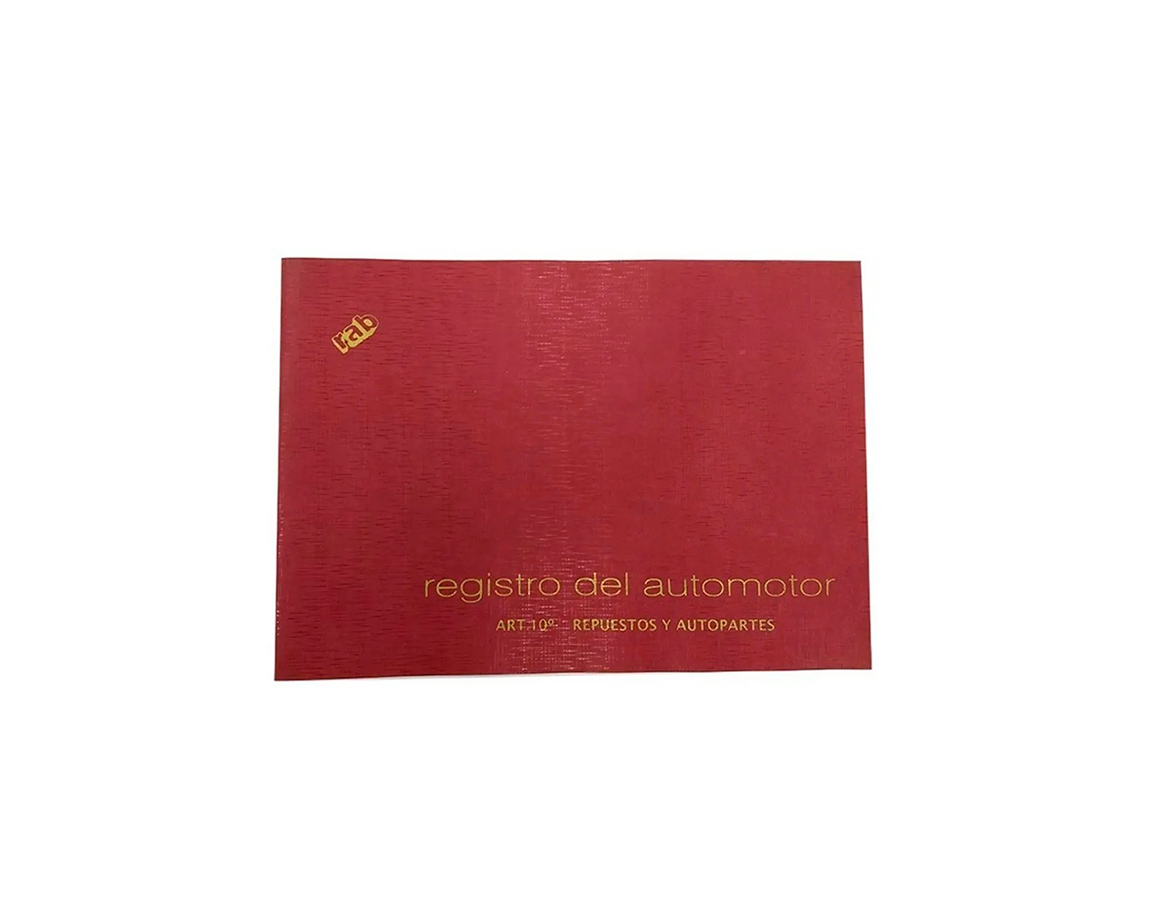 LIBRO RAB REGISTRO AUTOMOTOR T/F 2319/10 REPUESTOS Y AUTOPARTES