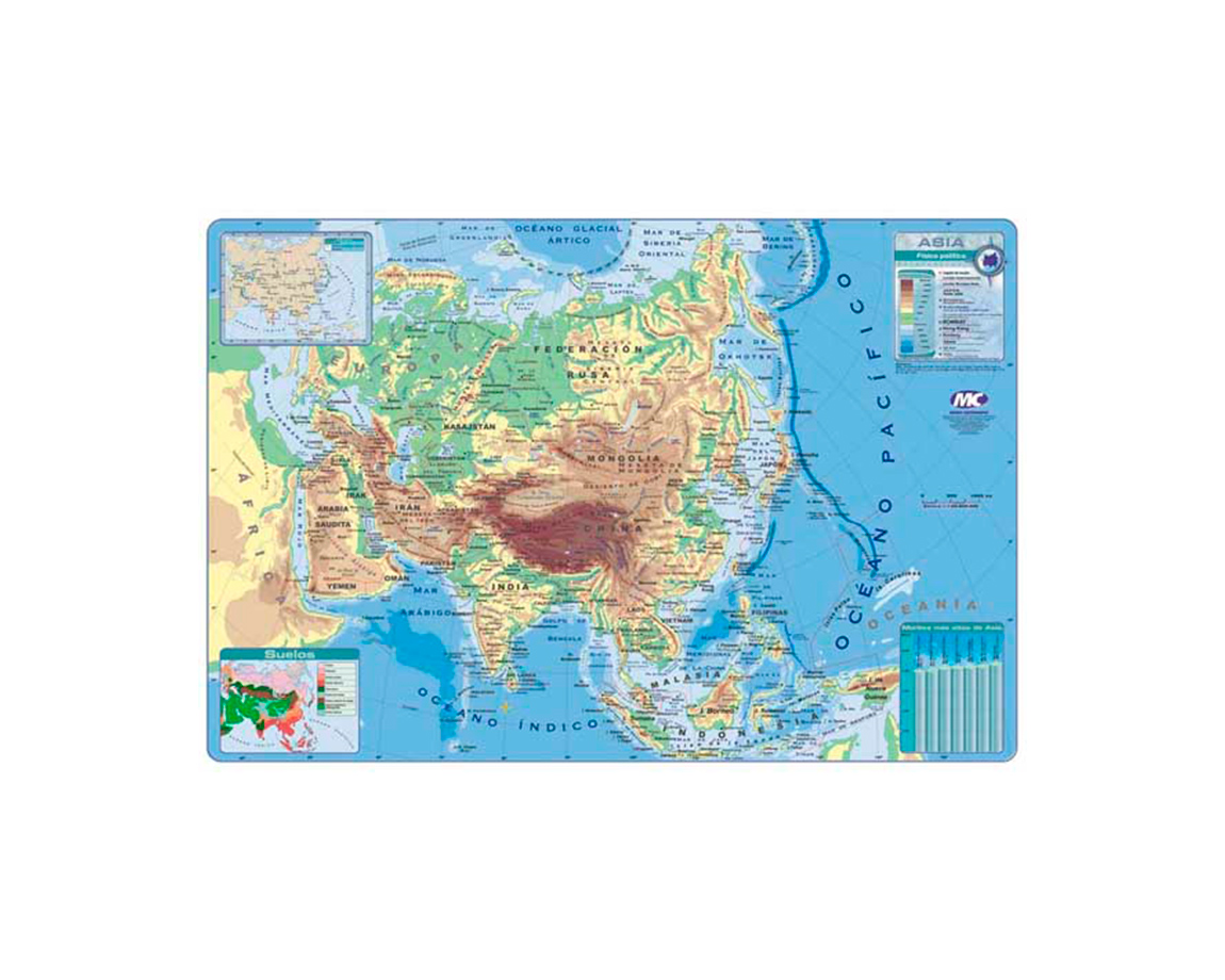 MAPAS RIVADAVIA CROMO BLOCK ASIA FIS/POL