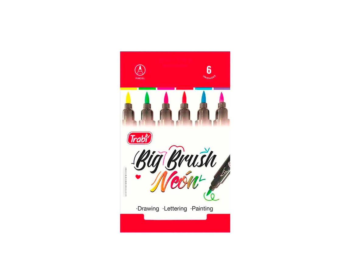 MARCADOR TRABI BIG BRUSH NEÓN ESTUCHE x 6 U.