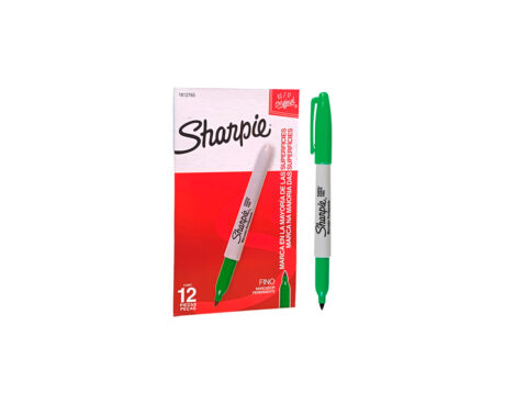MARCADOR SHARPIE FINO x 12 U. VERDE PUNTA FINA
