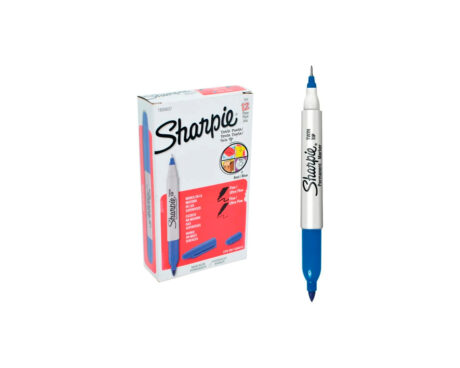MARCADOR SHARPIE TWIN TIP x 12 UNID. AZUL